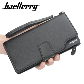 

Original Men Wallets High Leather Male Long Clutch Purse Coin Pocket Zipper Wallet Men's Wristlet Purses Phone Cash Bag MWS002-9