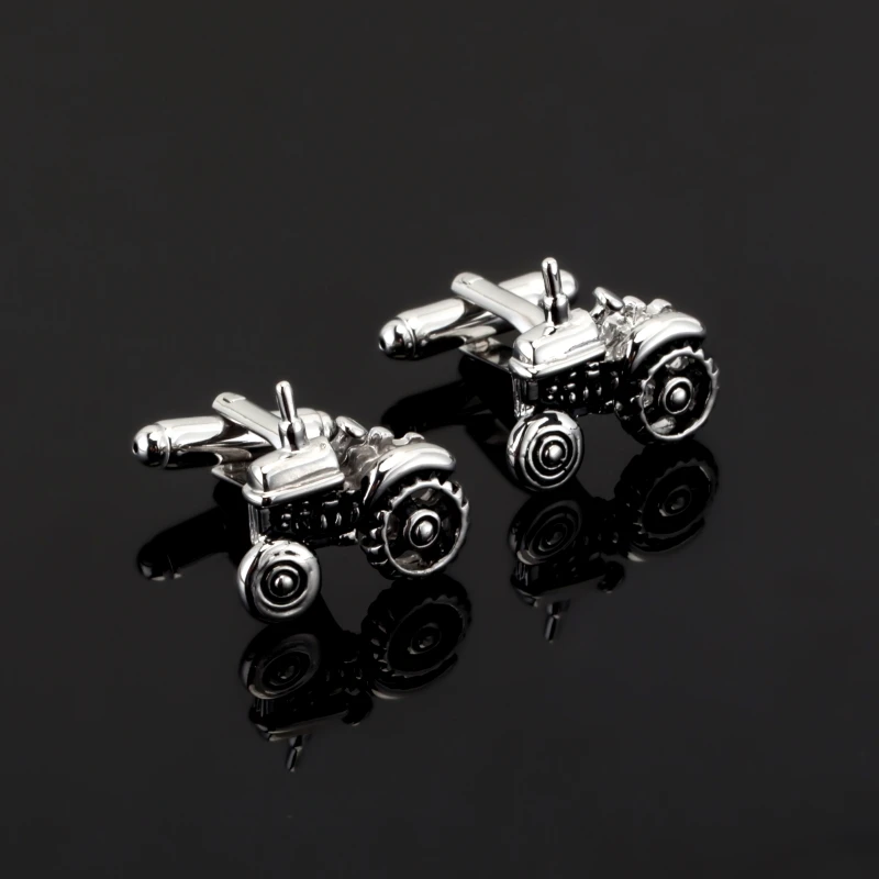 

high quality Men's shirts Cufflinks copper material Funny silvery tractor Cufflinks for farmer gift