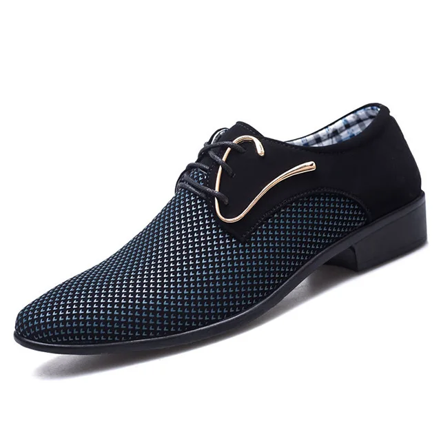 Мужские модельные туфли наивысшего качества с острым носком; свадебные туфли мужские оксфорды на шнуровке; Мужская официальная обувь; модные деловые мужские туфли на плоской подошве - Цвет: blackblue