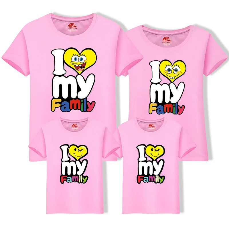 Футболки с надписью I LOVE MY FAMILY для папы матери и дочери размеры XXL 5XL|Сочетающаяся