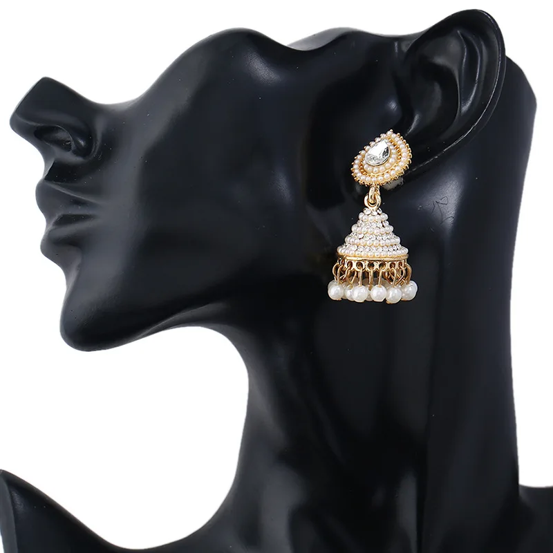 Женские серьги подвески с искусственным жемчугом Jhumka Jhumki свадебные вечерние