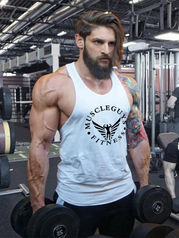 Бренд Muscleguys одежда для фитнеса мужская рубашка бодибилдинга тренировочная майка