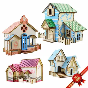 

Simulation Cabin Wooden Child 3D Handmade Toy Wooden House Model DIY Jigsaw Puzzle Laser Cutting