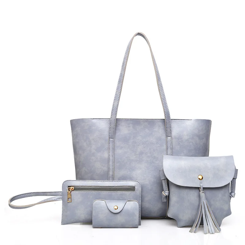 

New fashion tassel women's handbags four-piece fashion shoulder bags for women 2019 ladies big bag shoulder bag female