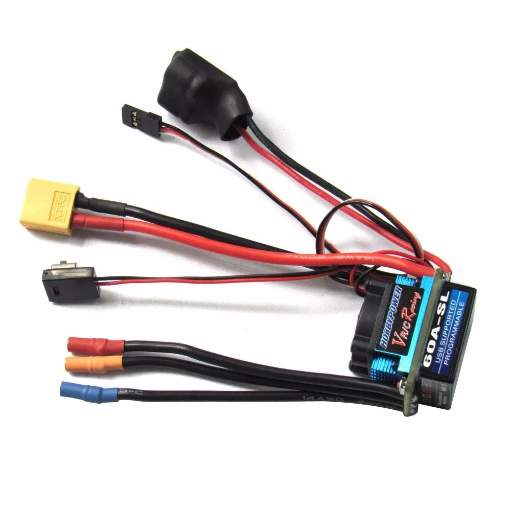 Бесщеточный Регулятор Скорости Hobbypower 60A SL V2 ESC для гоночного автомобиля 1/10 1/12 RC