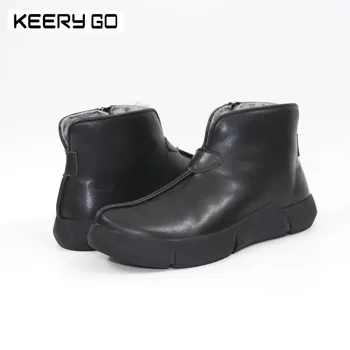 

New high-end cowhide + sheepskin wool boots, comfortable warm men's Boots