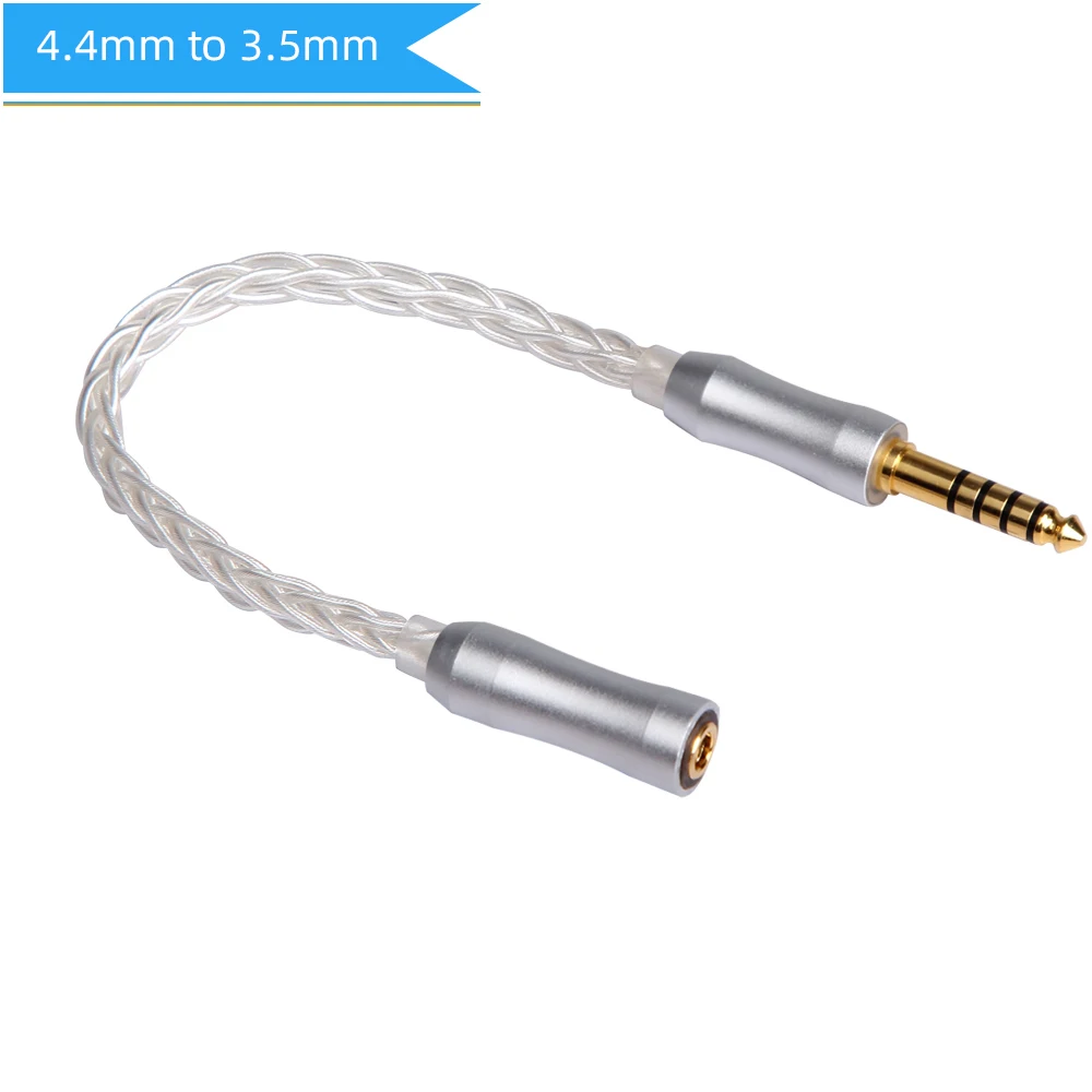 2,5/3,5 мм до 4,4 мм сбалансированный аудио адаптер Мужской кабель для преобразования энергии наушники 8 ядро 6N серебрение монокристаллической Медь кабель - Цвет: 4.4mm to 3.5 mm