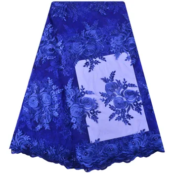

African Blue Lace 2018 Latest French Nigerian Laces Fabrics With Beads And Stones Africa Lace High Quality Lace Fabric 1342