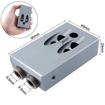 

Woodworking Reamer Pocket Hole Jig for Wood Dowel Drill Locator Positioner with 9.5mm 3/8" Step Drill Bits Twist Bit Plug