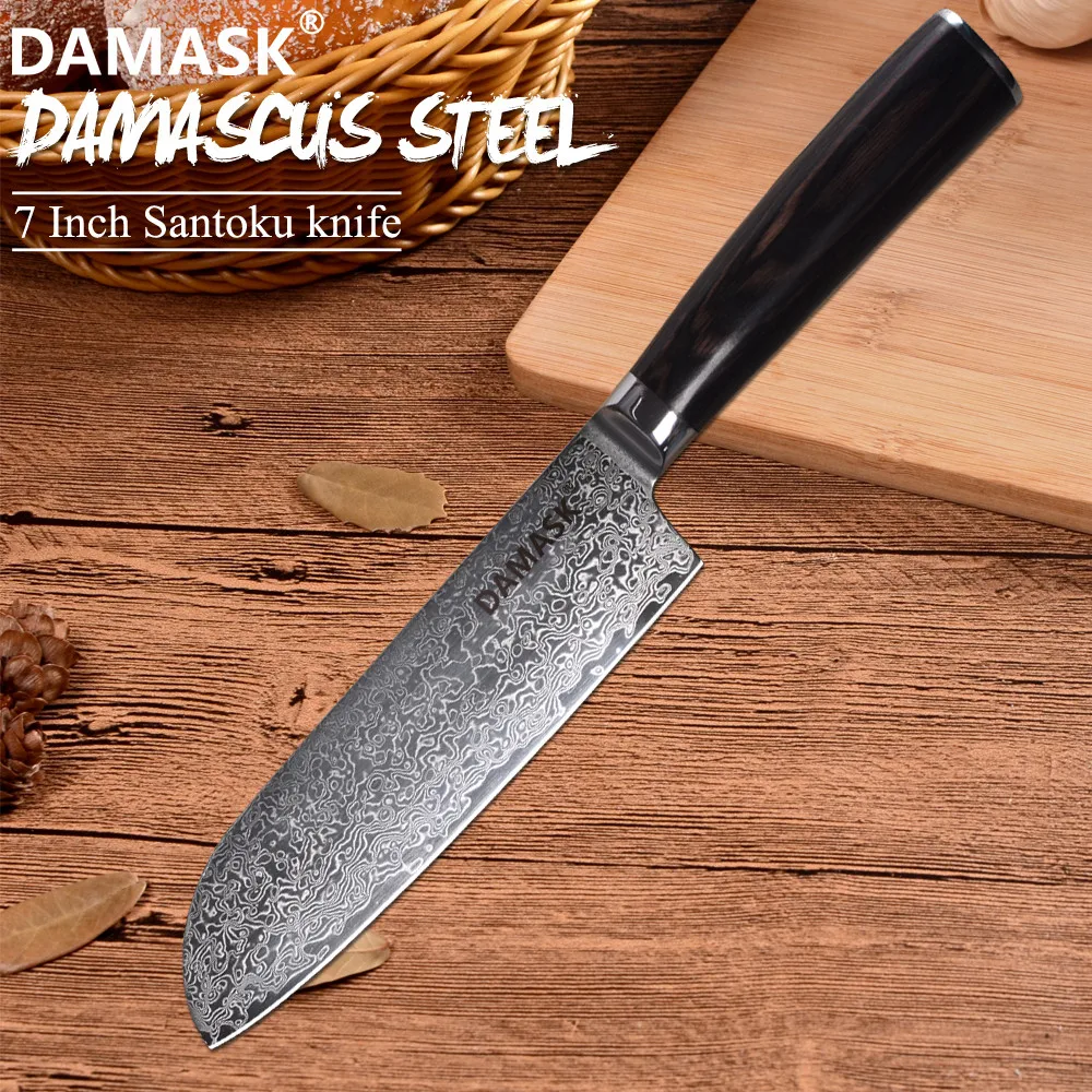 

DAMASK Santoku Kitchen Knives Japan Professional VG10 Blade G10 Handle Chef Knives Damascus Steels Knife Chopping Utility Knife