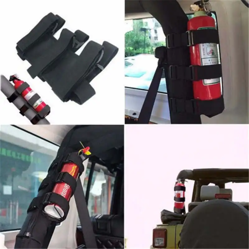 

For Jeep Wrangler YJ TJ JK CJ Parts Fire Extinguisher & Black RED Holder for Roll Bar Car Auto Fixed Holder Fire Extinguisher