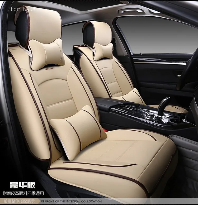 for Lada Granta Largus priora kalina beige red black waterproof soft pu leather car seat covers easy clean front &rear full seat