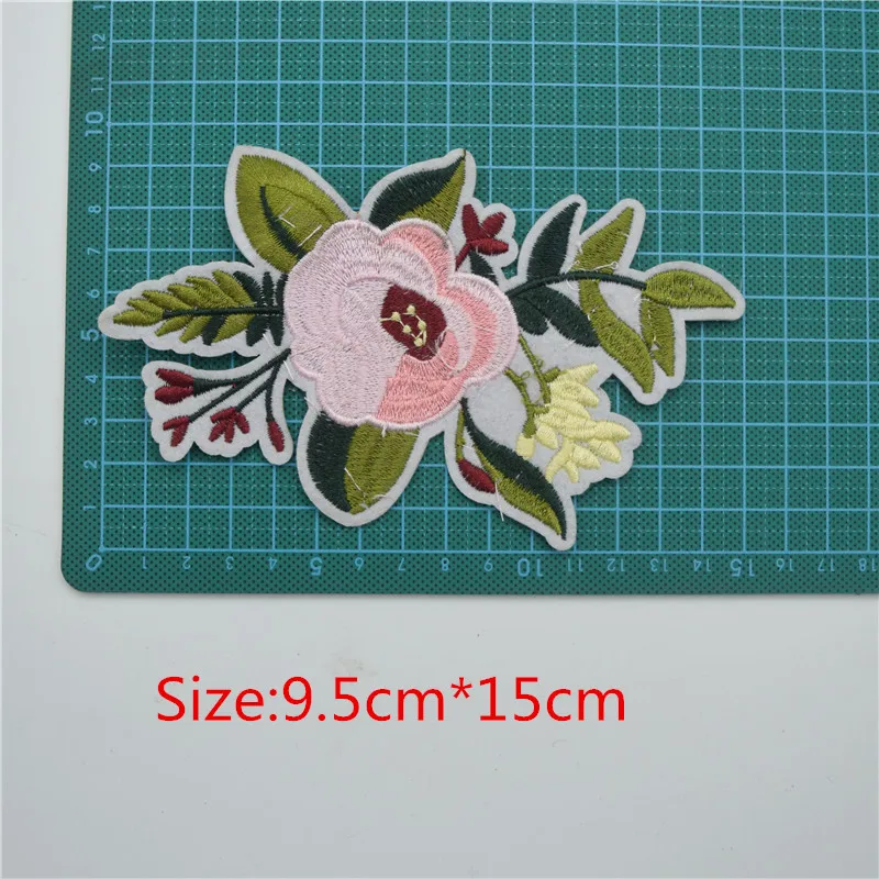 New Embroidered Flower Applique Iron On Sew On Patch Clothing Peony DIY !! 