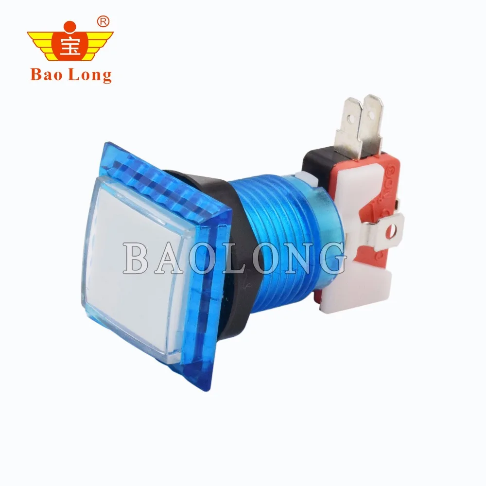

33mm LED Light Lamp Arcade push button little Square Arcade Video Game Player Push Button+ microswitch+stents 7 color