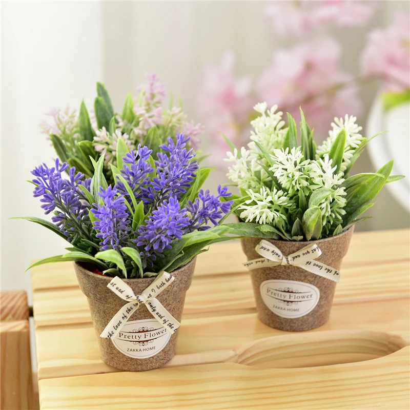 Искусственное растение, декоративный цветок, украшение для дома, искусственный цветок, маленький мини горшечный бонсай, зеленое растение, 1 набор и ваза