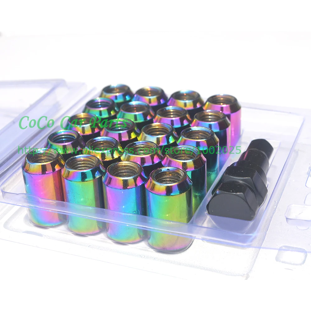 32mm height neo chrome wheel nut with adapter (2)
