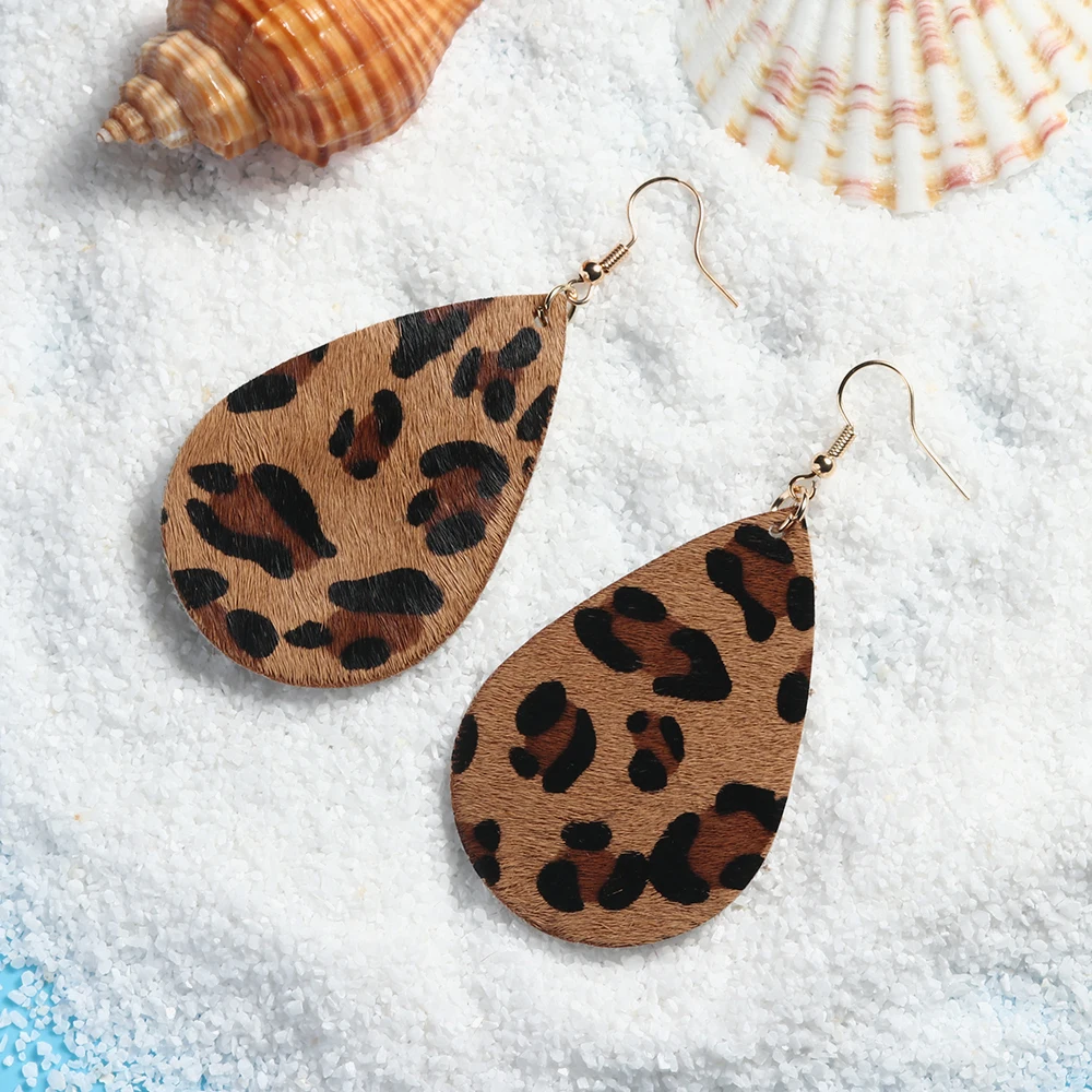 

1Pair 2019 New Bohemian Women Fur Leopard Grain Geometry Ear Dangle Earrings Jewelry Three Styles Gift for Women