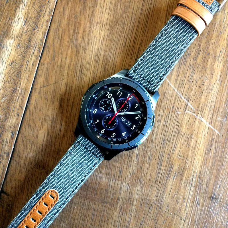 Ремешок из нейлона и кожи для Samsung Gear S3 Huami Watch 1 2 22 мм|leather watch band strap|watch strapband strap |