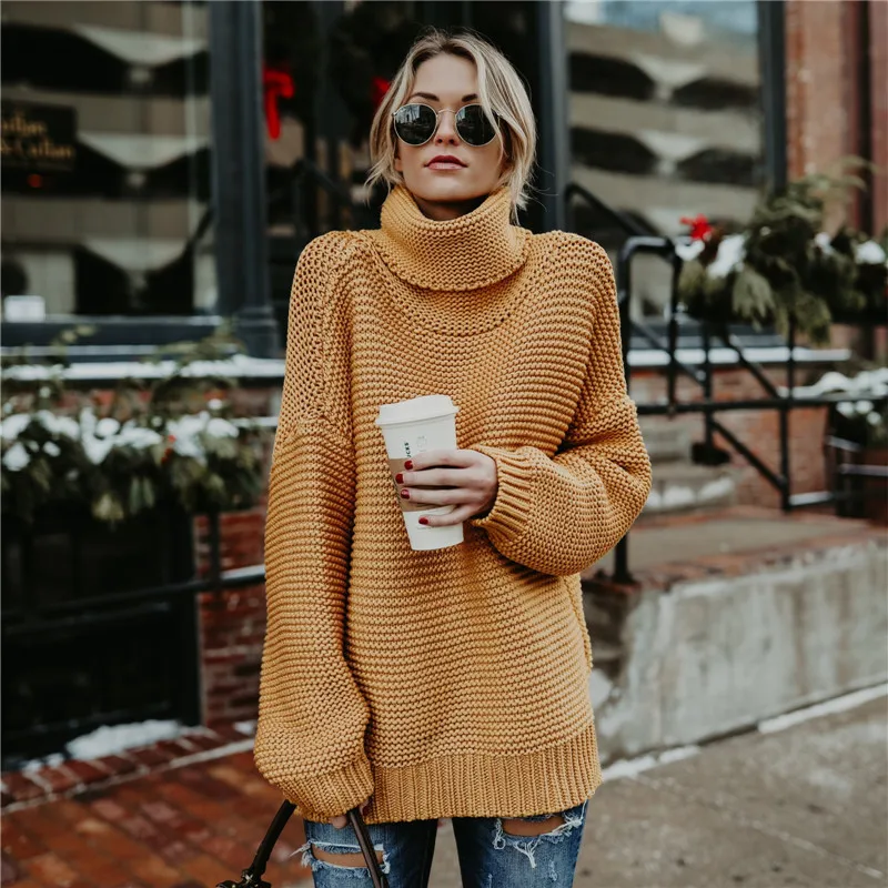 SVOKOR Sweaters Women Casual Turtleneck Keep Warm Solid Round Long Sleeve Thick Women Knitted Sweaters Pullovers 5 Colour Sweaters
