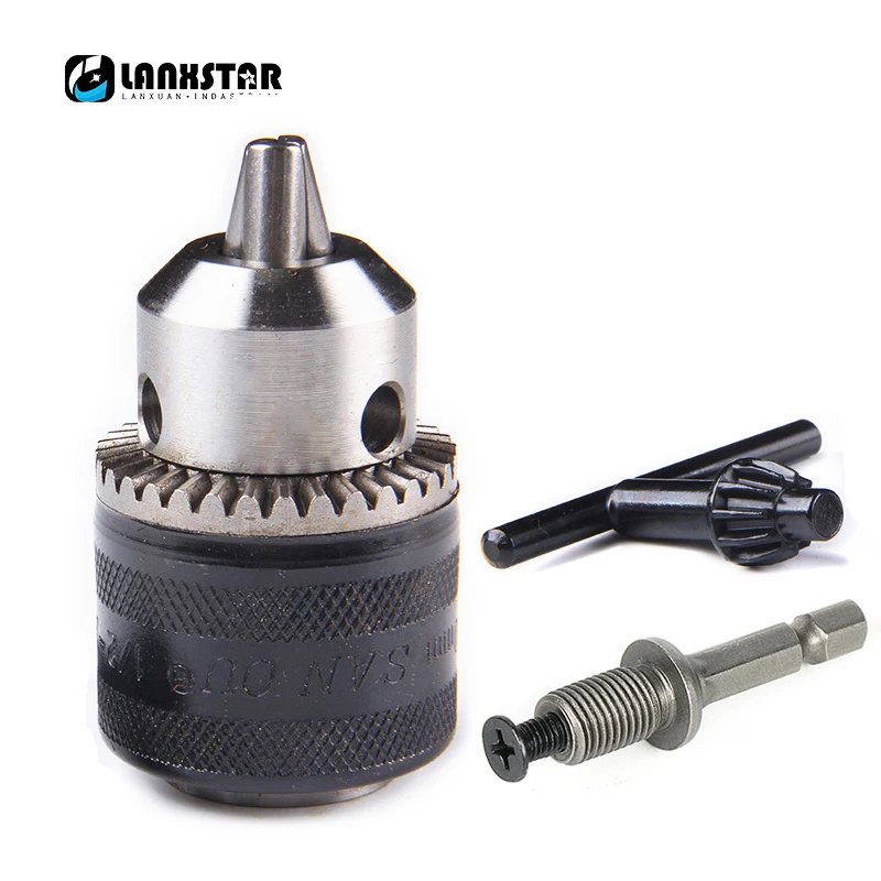

Lanxstar B12 Threaded Shank Tail Hole Impact Drill Converted To Chuck Multi-function 1.5~10mm 1/2 20UNF Hex Handle Chuck