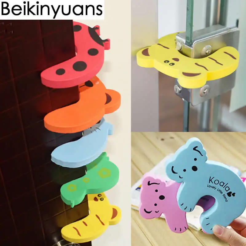 5pcs/lot Protection Baby Safety Cute Animal Security Card Door Stopper