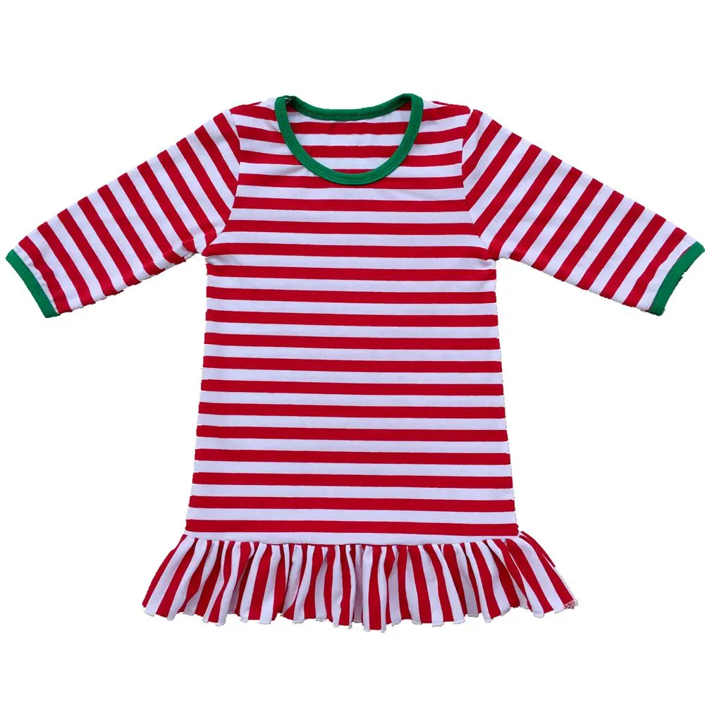 Aliexpress Buy Girls Christmas Night gowns Ruffle Dress Girls Christmas Pajamas Red And White Stripe personalized custom initial monogram Dress from