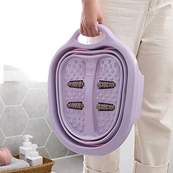 

Household Portable Reduce Pressure Basin Foot Bath Basin Foldable Plastic Massage Feet Tub Foot Bath Barrel