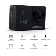 SOOCOO C10S Action Sports Cam Waterproof Camera with Wifi Full-HD 1080p 12MP 2.0 LCD 170 Degree Wide Lens(Extra Monopod)