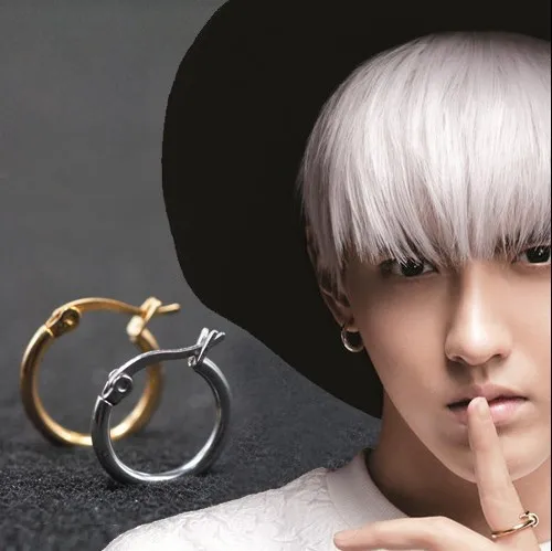 

Hot Sale Women Men Punk Loop Hoop Pendientes Silver Gold Black Stainless Steel Round Circle Huggie Earrings Brincos Jewelry