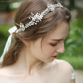 

Jonnafe Silver Color Crystal Wedding Hair Jewelry Vine Floral Headpiece For Women Prom Bridal Headband Hair Ornament