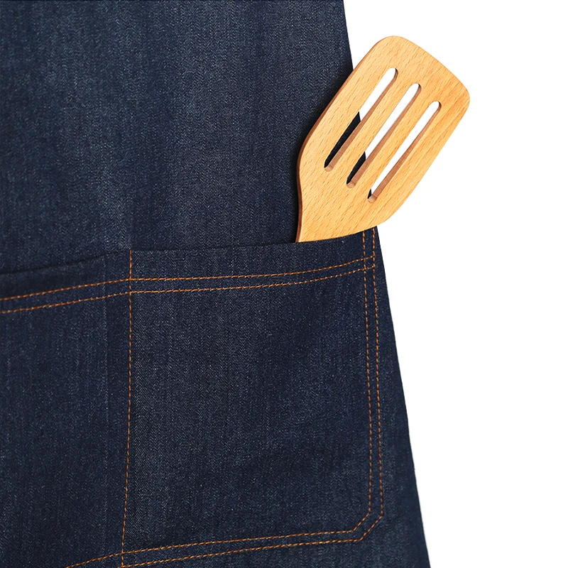 KONCO Durable Denim Jean Aprons Adjustable Jean Aprons with 3 Pockets for Men Women Working Baking Aprons for Restaurant Cafe
