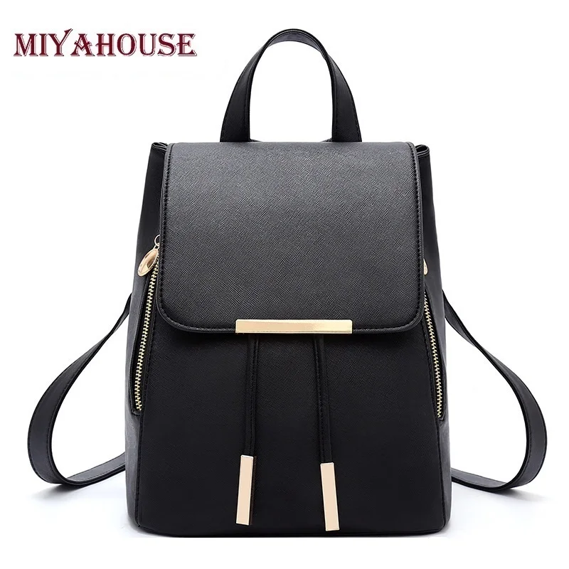 

Miyahouse High Quality Women Backpack PU Leather Backpack Mochila Escolar School Bags For Teenagers Girls Leather Backpacks