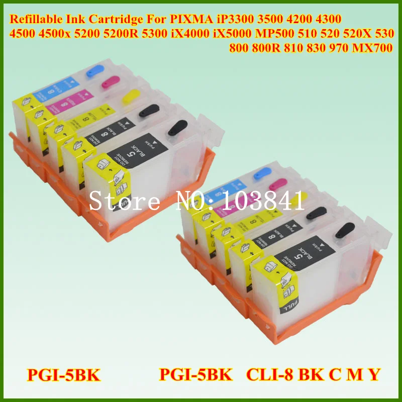 PGI-5 CLI-8 перезаправляемый картридж с чип для Canon PIXMA MX700 MP500 MP510 MP520 MP530 MP600 MP610 MP810 MP830