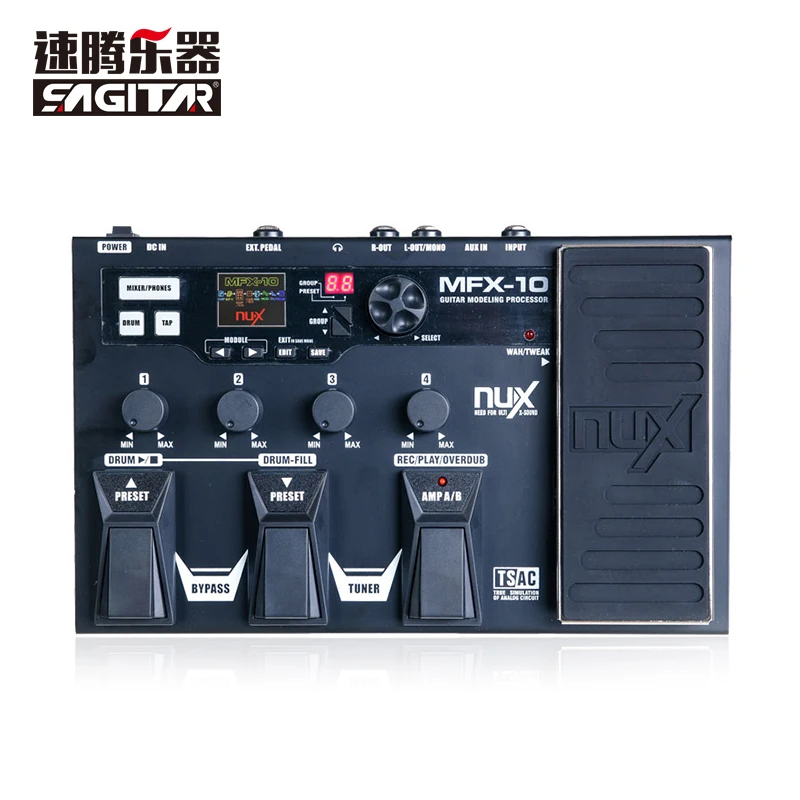 

NUX MFX-10 Multi-Effects Processor Guitar Pedal, 55 Effect types, AUX-in, LCD DisplayDrum Recorder 55 Effect 72 Preset