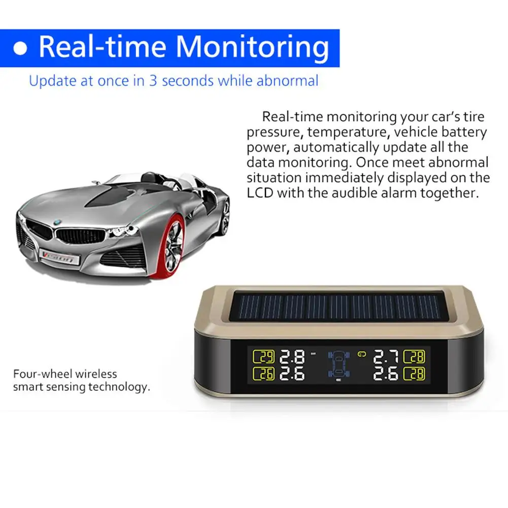 

Universal Multifunction TPMS Internal Lithium Battery USB Cable Solar Energy Two Power Supply Car Tire Pressure Monitor