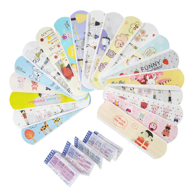 

100PCS/bag Waterproof Breathable Cute Cartoon Band Aid Hemostasis Adhesive Bandages First Aid Emergency Kit For Kids Children
