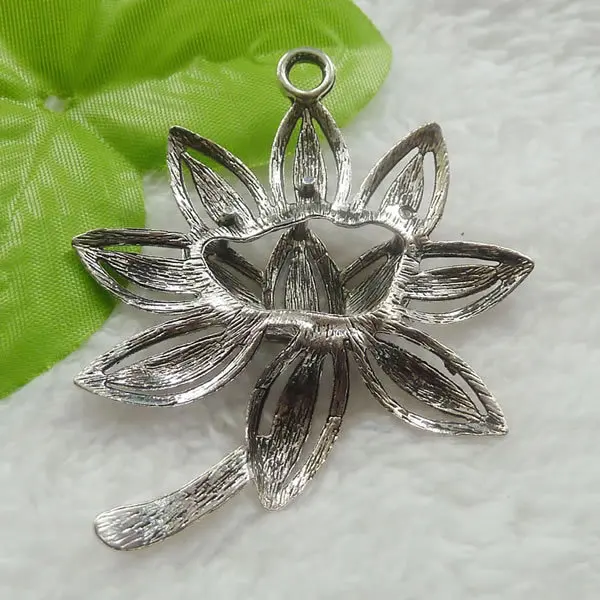 24 шт. античные серебряные подвески в виде водяной лилии 74x57 мм #675|lily pendant|antique silver