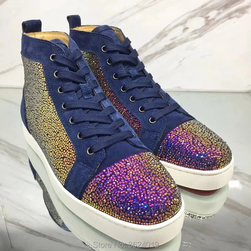 Diamant Cl De En Bleu Extérieure Andgz 2018 Mocassins Rouge Strass Cuir Chaussures Femme Lacets Cut Plat Fond À High Cristaux Swarovski xqSwff8