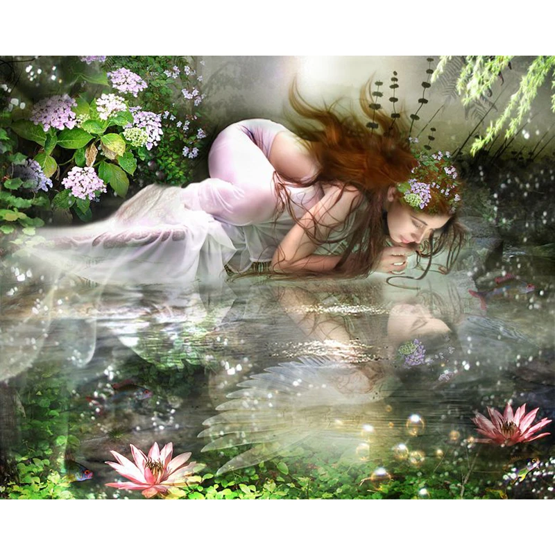 

Diamond Painting Needlework Full Diamond "Lakeside Beauty" Game Embroidery Cube Decorate Rhinestones Gifts KBL