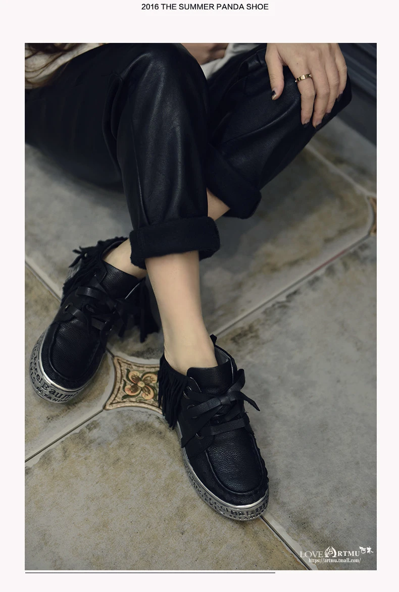 Artmu/Новинка; женская обувь с бахромой в стиле ретро; Повседневная обувь из воловьей кожи на платформе со шнуровкой; обувь ручной работы из натуральной кожи; S22602