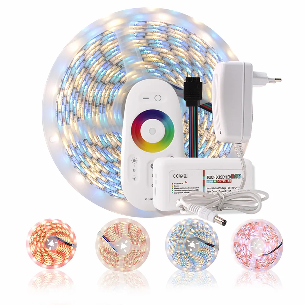 

RGB Tape 5M 300 Led Strip 5050 Waterproof Fita Led Flexible Ribbon Neon Strip Lights 12V Lamp with Remote Control Power Adapter