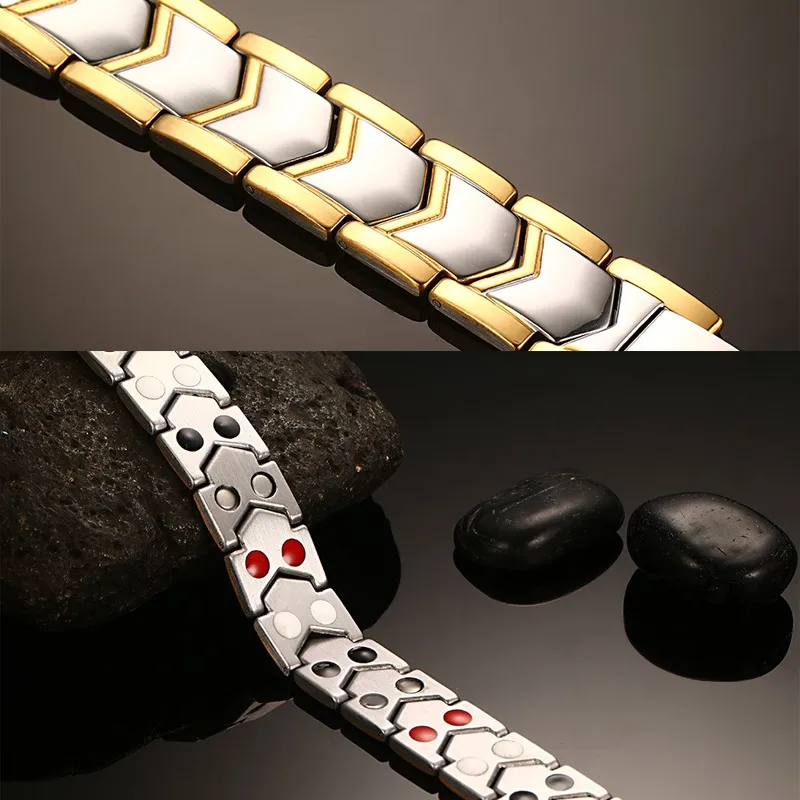 Vnox здоровый Нержавеющая сталь магнитотерапия браслет Для мужчин ювелирные изделия Новая мода био-энергии Магнит Браслеты
