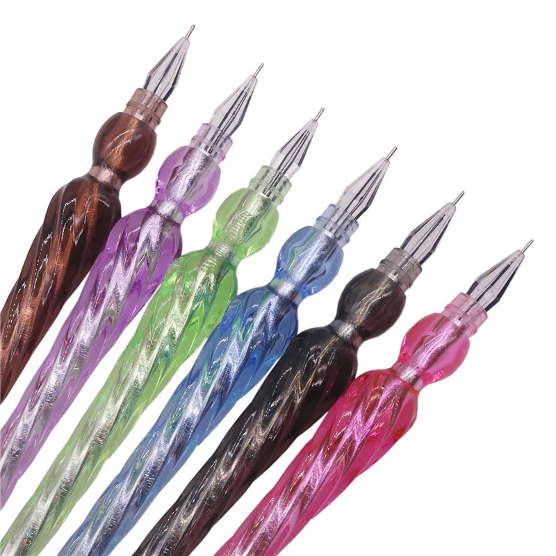 6 шт. прозрачные бусины микс спираль внешний вид гелевая ручка алмаз 0,5 мм ручка наконечник студент, школа, офис канцелярские принадлежности ручка