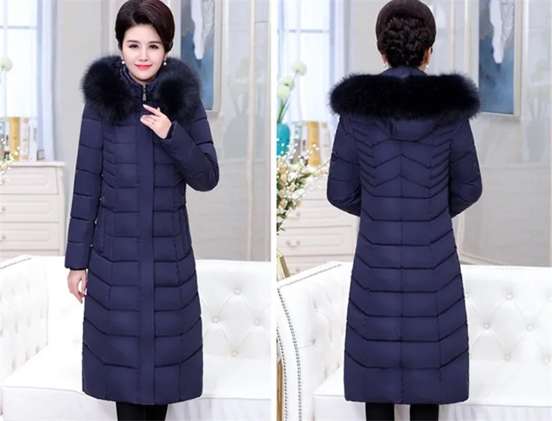 Большие размеры для женщин среднего возраста пуховые хлопковые пальто парка с длинным капюшоном зимняя куртка пальто для женщин s Толстая теплая хлопковая верхняя одежда 7XL A1129