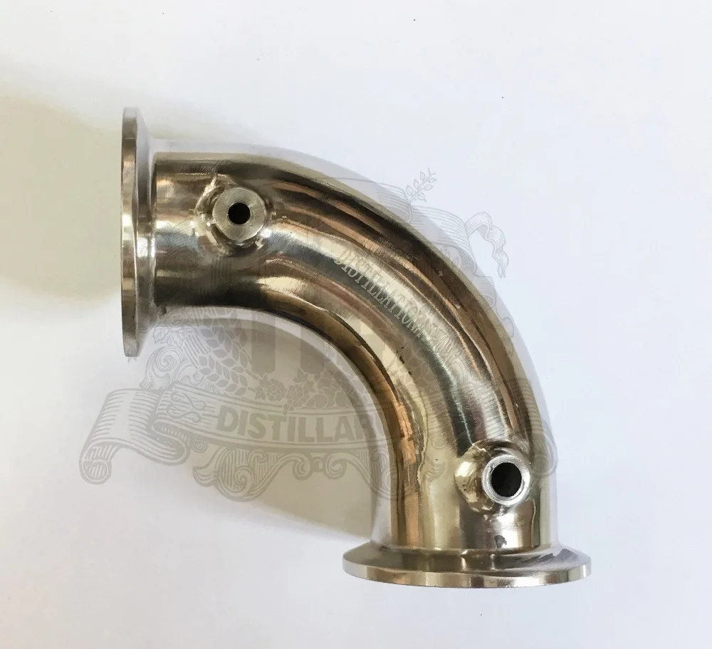 Tri clamp elbow 2'' (51mm )OD50.5 , 90 degree bend pipe with thermowell