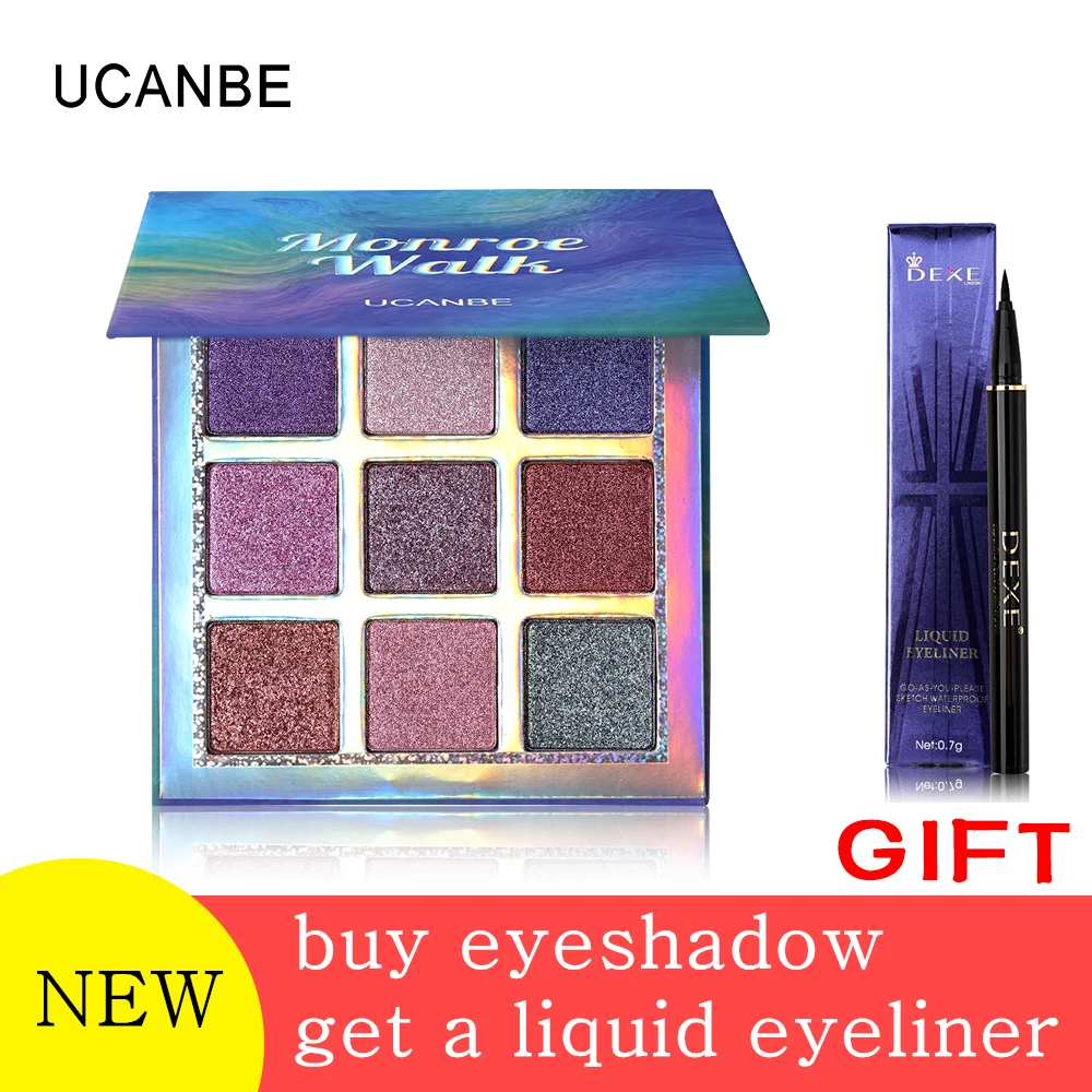 

UCANBE Cosmetic 9 Colors Glitter Eyeshadow Palette Shimmer Eye Shadow Palette Matte Palette Make Up Pallete