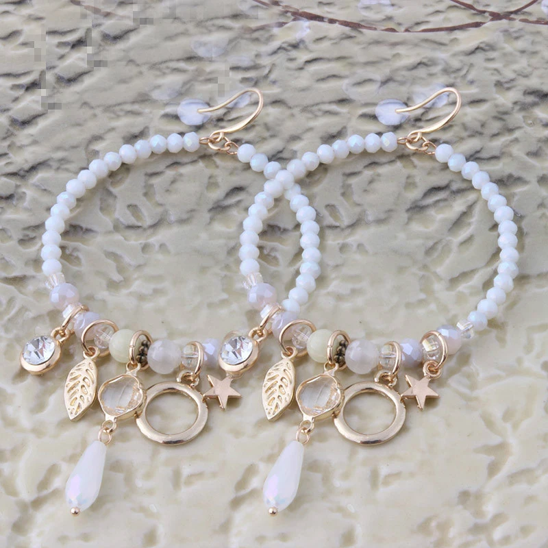 

long crystal fashion Earring big Earrings Nationality manual earrings for woman Natural stone Brinco Ear Oorbellen