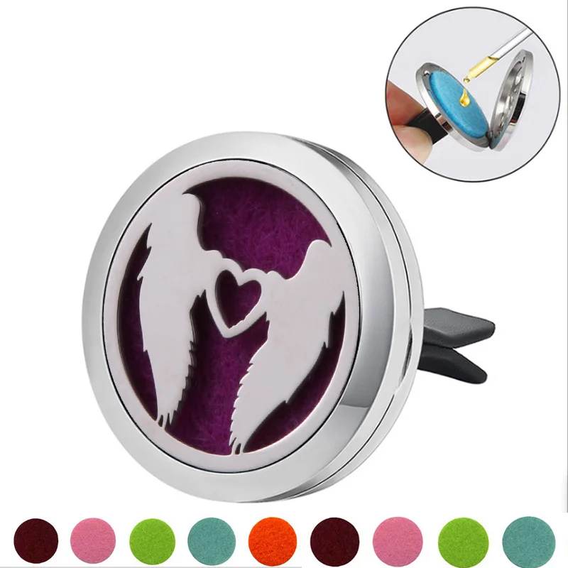 

Couple love shape Stainless Steel Car Air Freshener Perfume Essential Oil Diffuser Locket Random Send 1pcs Oil Pads as Gift