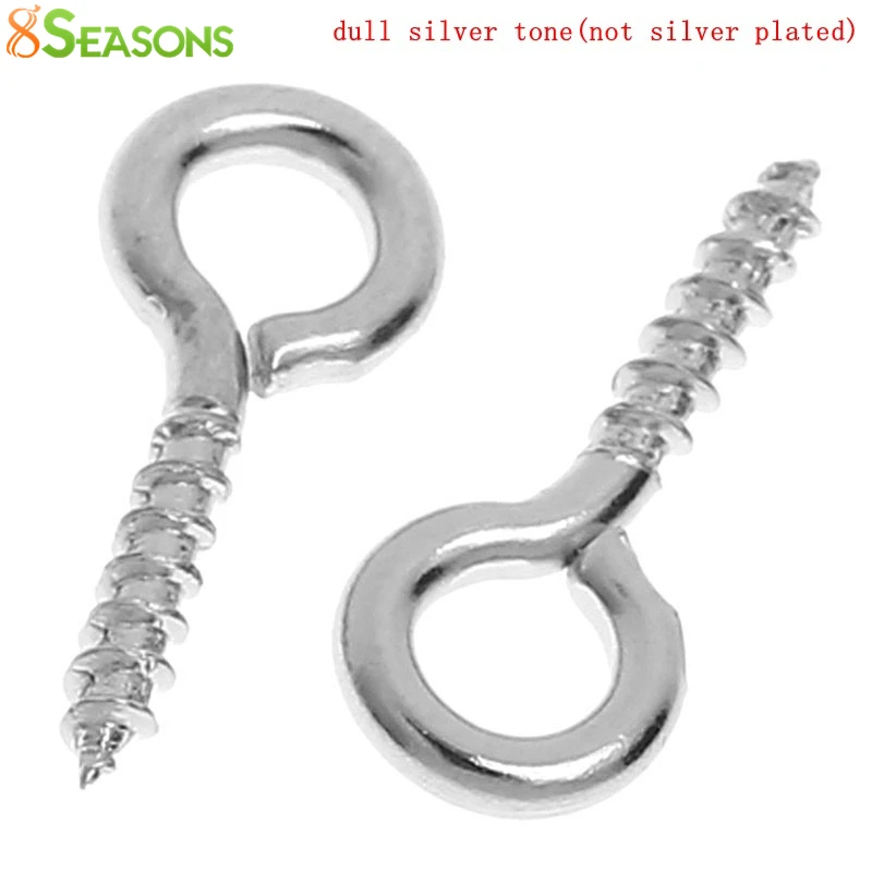 8Seasons Screw Eyes Bails Top Drilled Findings Silver Color Hooks Eyelets Screw Threaded Clasps DIY Jewelry 12mm x 5mm,1000PCs