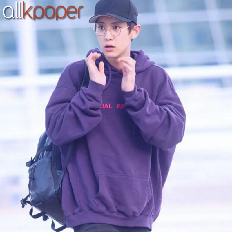 Allkpoper KPOP EXO Chanyeol cap Hoodie Sweatershirt аэропорт Мода VIXX Ravi Фиолетовый Пуловер